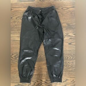 Faux leather jogger pants